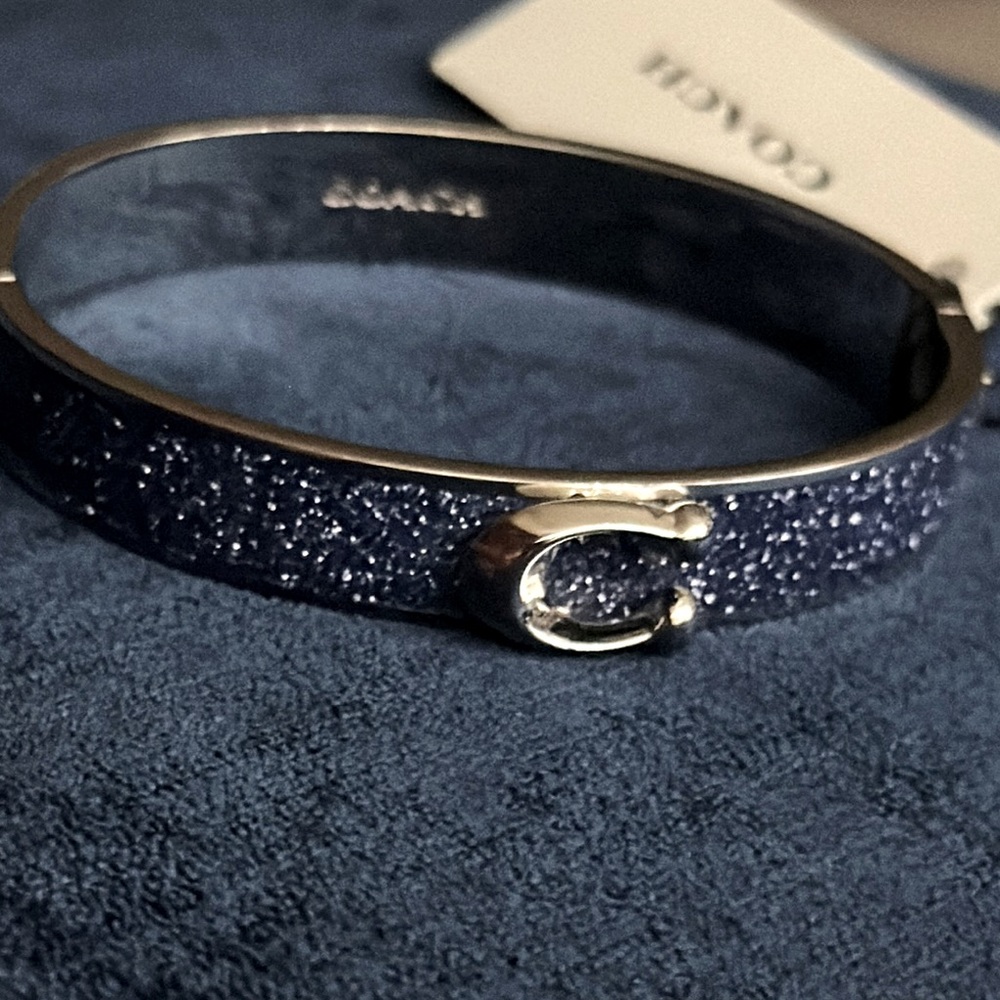 Coach Beautiful sparkly blue and silver hinged bangle
